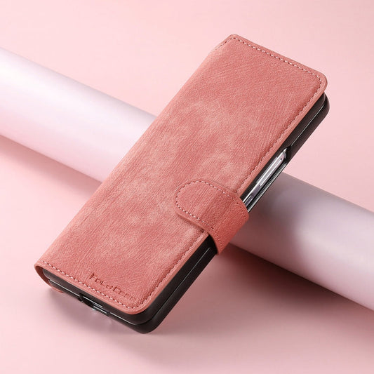 For Samsung Galaxy Z Fold6 CaseNeo MagSafe RFID Anti-theft Retro Leather Phone Case(Pink)