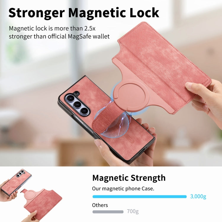 For Samsung Galaxy Z Fold5 CaseNeo MagSafe RFID Anti-theft Retro Leather Phone Case(Pink)