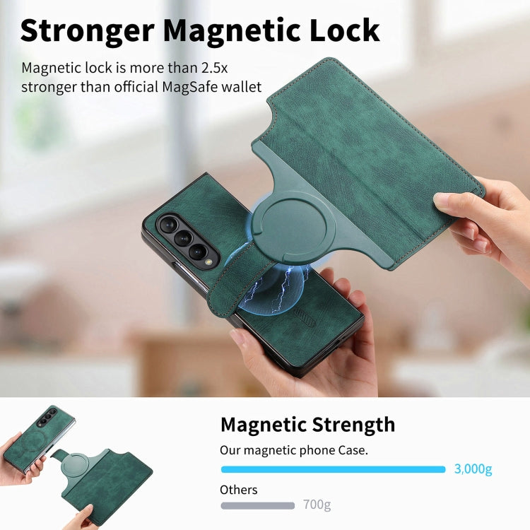 For Samsung Galaxy Z Fold4 CaseNeo MagSafe RFID Anti-theft Retro Leather Phone Case(Green)