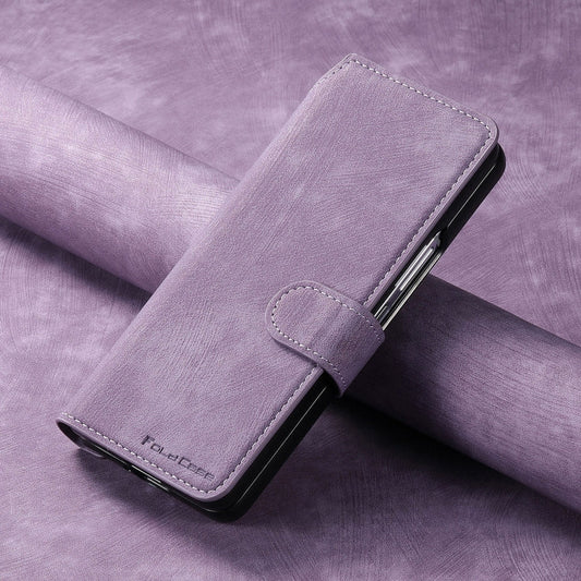 For Samsung Galaxy Z Fold4 CaseNeo MagSafe RFID Anti-theft Retro Leather Phone Case(Purple)