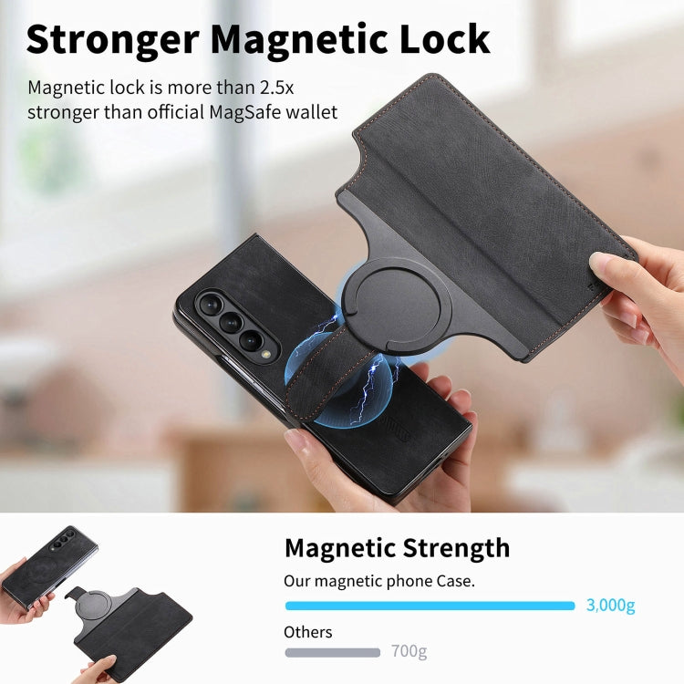 For Samsung Galaxy Z Fold3 CaseNeo MagSafe RFID Anti-theft Retro Leather Phone Case(Black)