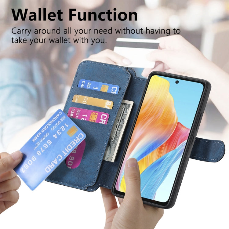 For OPPO A58 4G CaseNeo MagSafe RFID Anti-theft Retro Leather Phone Case(Blue)