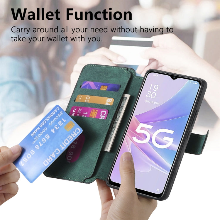 For OPPO A78 5G CaseNeo MagSafe RFID Anti-theft Retro Leather Phone Case(Green)