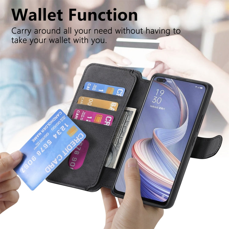 Pour étui OPPO A92sCoque de téléphone rétro en cuir anti-RFID et MagSafe (noir)