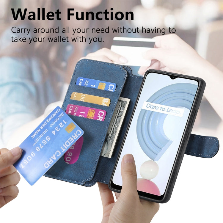 For Realme C21Y CaseNeo MagSafe RFID Anti-theft Retro Leather Phone Case(Blue)