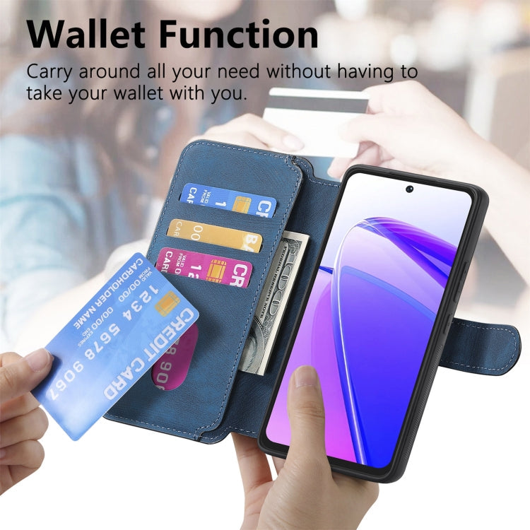 Pour Realme C55 Étui Neo MagSafe RFID Antivol Rétro Cuir Téléphone Étui (Bleu)