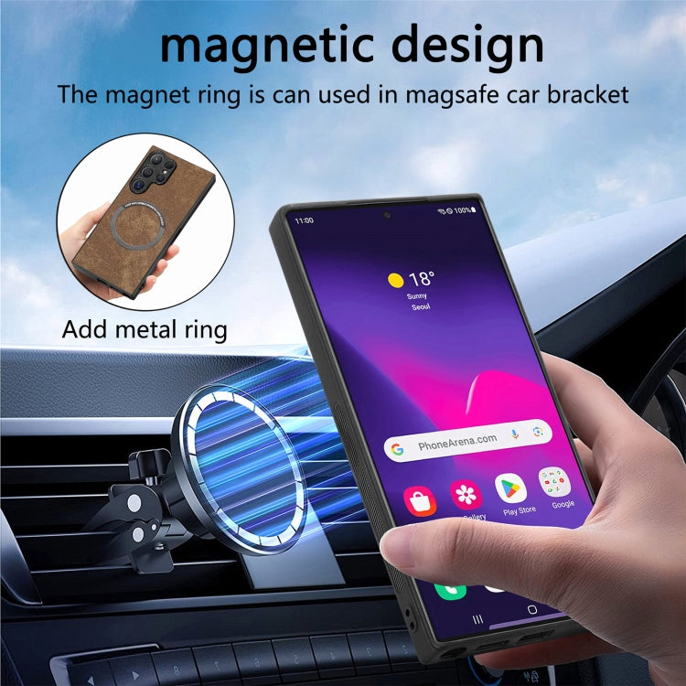For Samsung Galaxy S24 Ultra 5G CaseNeo MagSafe RFID Anti-theft Retro Leather Phone Case(Brown)