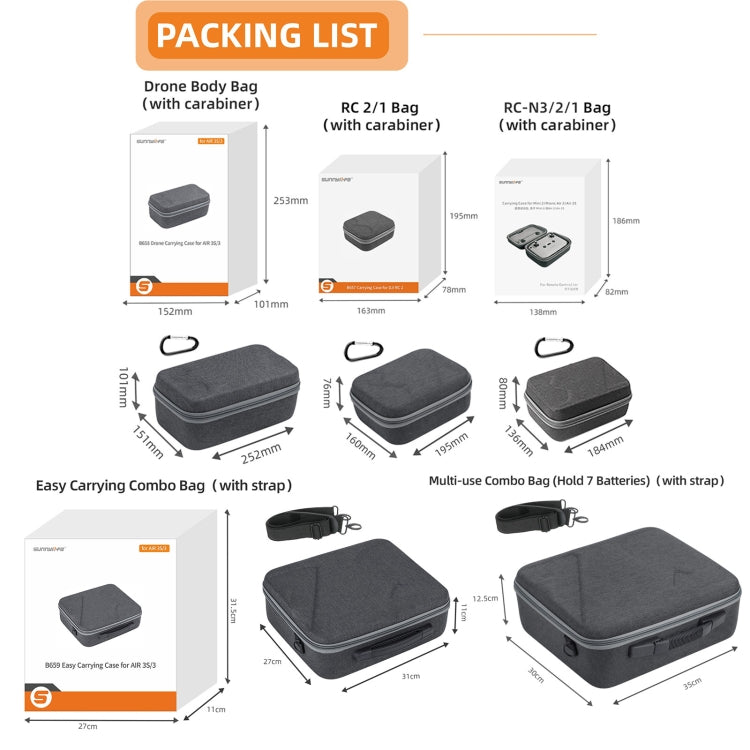 Sunnylife Carrying Case Bag, Model:B657 For DJI RC 2 / 1 Control Bag