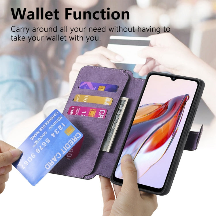 For Redmi 12C CaseNeo MagSafe RFID Anti-theft Retro Leather Phone Case(Purple)