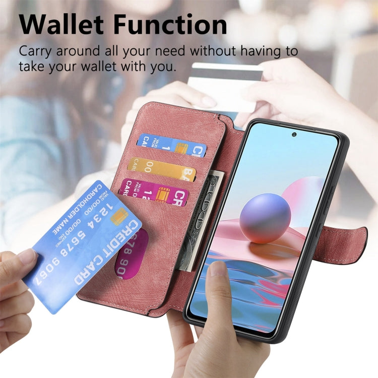 For Redmi Note 10 4G / Note 10S CaseNeo MagSafe RFID Anti-theft Retro Leather Phone Case(Pink)