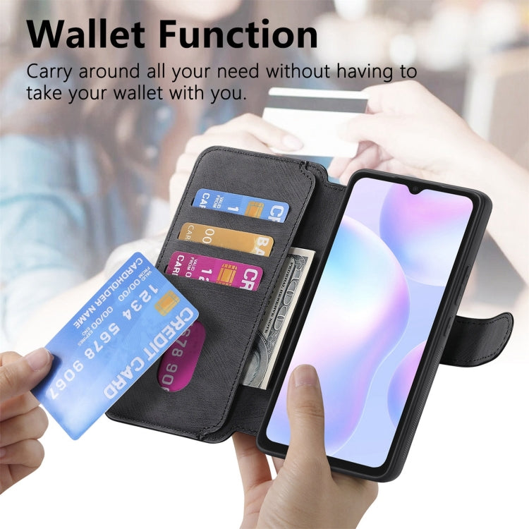 For Redmi 9A CaseNeo MagSafe RFID Anti-theft Retro Leather Phone Case(Black)