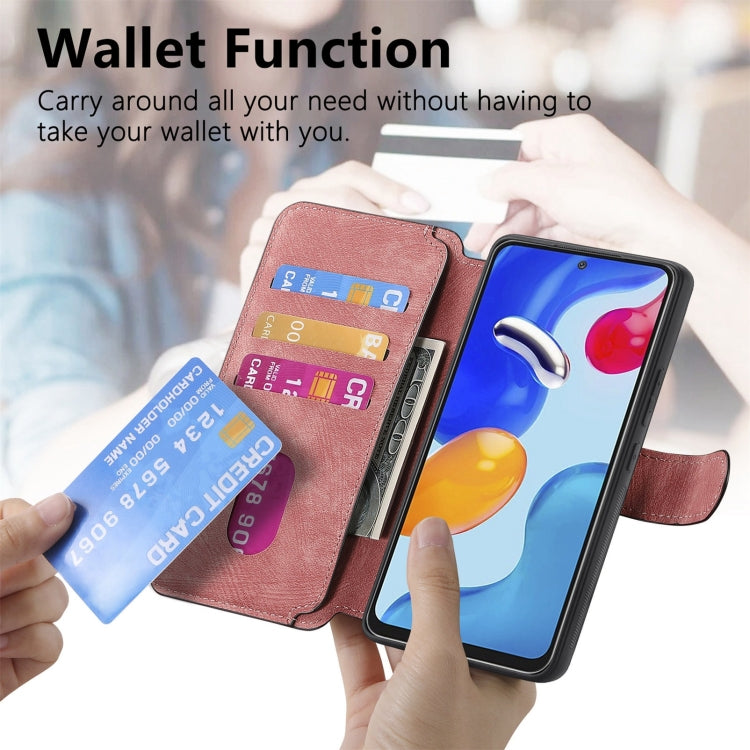 For Redmi Note 11S 4G CaseNeo MagSafe RFID Anti-theft Retro Leather Phone Case(Pink)