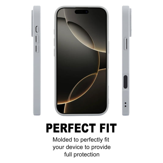 For iPhone 16 Pro GEBEI Plain Leather TPU Hybrid PU Phone Case(Grey)