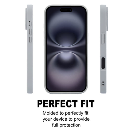 For iPhone 16 GEBEI Plain Leather TPU Hybrid PU Phone Case(Grey)
