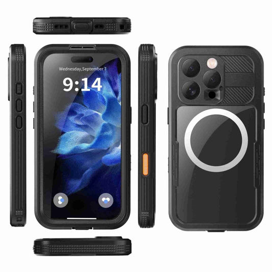 For iPhone 16 Pro Max RedPepper IP68 Waterproof Triple-proof MagSafe Phone Case(Black)