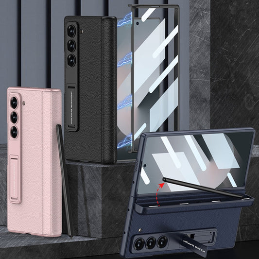 For Samsung Galaxy Z Fold6 GKK Integrated Magnetic Leather Flip Phone Case with Pen Box, Not Included Pen(Grey)