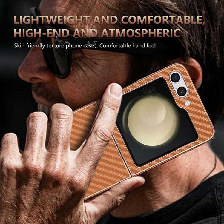 For Samsung Galaxy Z Flip6 5G / 7 FE AZNS Electroplated Edge Carbon Fiber Texture Phone Case(Green)