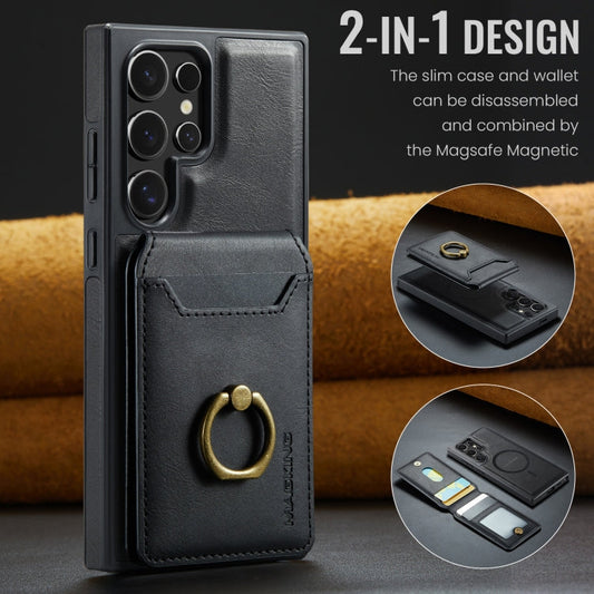 For Samsung Galaxy S24 Ultra 5G MAGKING K1 MagSafe Detachable Wallet RFID Back Cover Phone Case(Black)