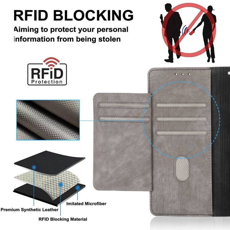 For iPhone 13 Pro POLA Dual-color Zipper Wallet RFID Leather Phone Case(Grey Black)