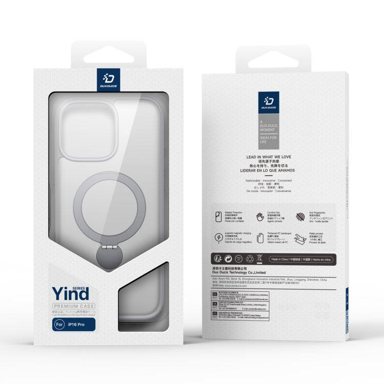 For iPhone 16 Pro Max DUX DUCIS Yind Series MagSafe TPU Hybrid PC Phone Case with Stand(Grey)