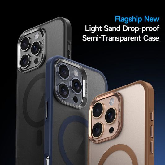 For iPhone 15 SULADA Light Sand MagSafe Magnetic PC Hybrid TPU Phone Case(Black)