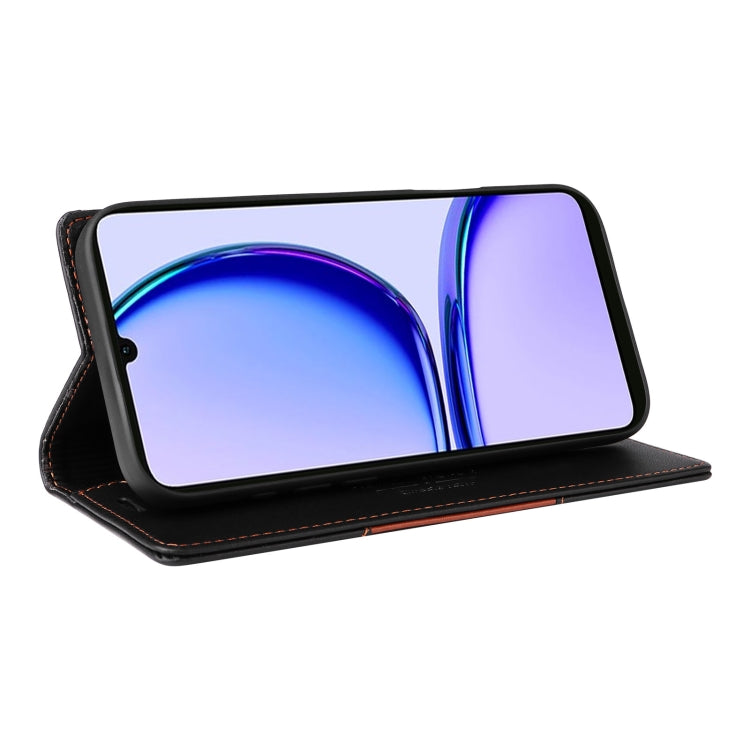Pour Realme C53 4G GQUTROBE G01 Étui de téléphone en cuir anti-vol RFID (Noir)