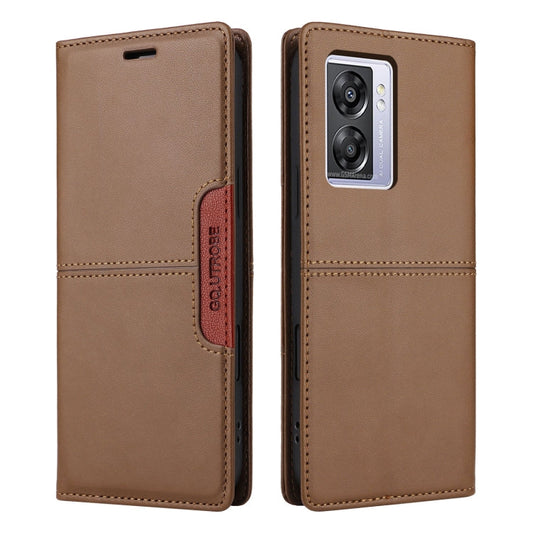 For OPPO A57 5G / A77 5G GQUTROBE G01 RFID Anti-theft Leather Phone Case(Brown)