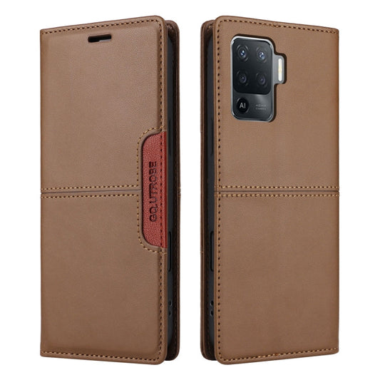 For OPPO A94 / Reno6 Z GQUTROBE G01 RFID Anti-theft Leather Phone Case(Brown)