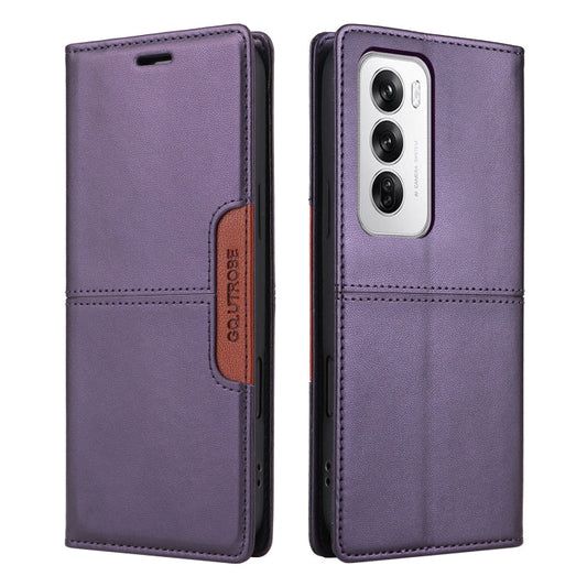 For OPPO Reno12 5G Global GQUTROBE G01 RFID Anti-theft Leather Phone Case(Purple)