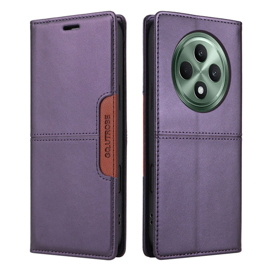 For OPPO Reno12 F 5G GQUTROBE G01 RFID Anti-theft Leather Phone Case(Purple)