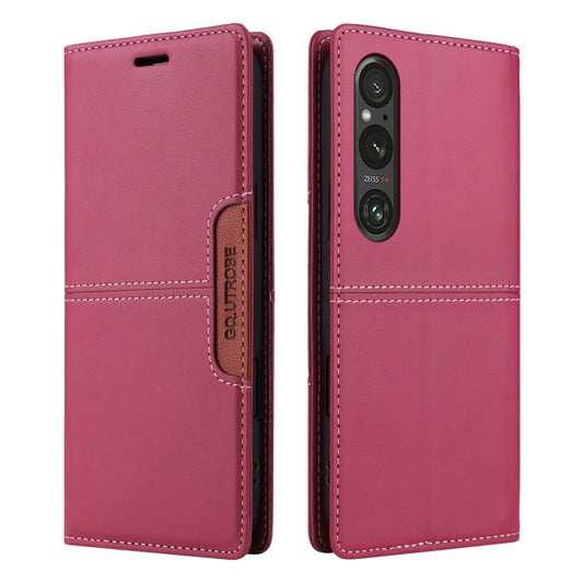 For Sony Xperia 1 V GQUTROBE G01 RFID Anti-theft Leather Phone Case(Red)