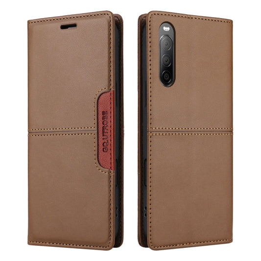 For Sony Xperia 10 II GQUTROBE G01 RFID Anti-theft Leather Phone Case(Brown)