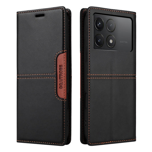 For Xiaomi Poco F6 Pro GQUTROBE G01 RFID Anti-theft Leather Phone Case(Black)
