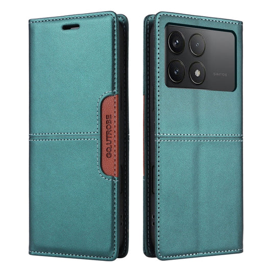 For Xiaomi Poco F6 Pro GQUTROBE G01 RFID Anti-theft Leather Phone Case(Green)
