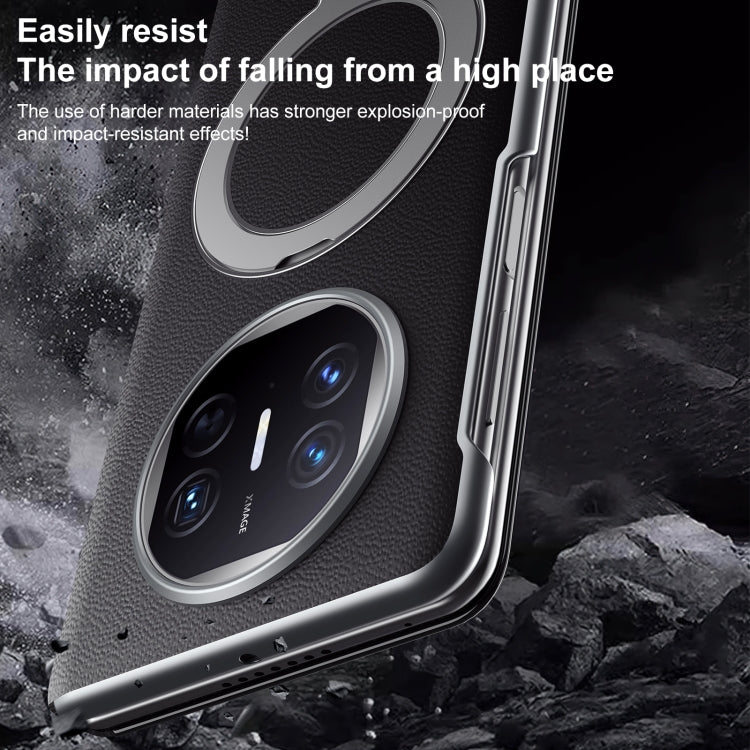 For Huawei Mate X5 / X3 SULADA Smart View Window MagSafe Magnetic Holder Leather Phone Case(Black)