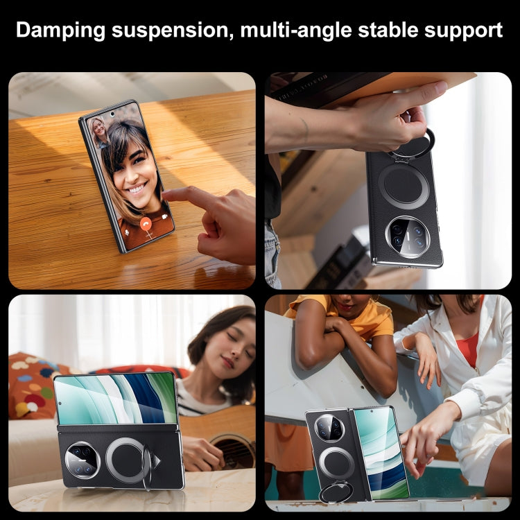 For Huawei Mate X5 / X3 SULADA Top Grain Leather MagSafe Magnetic Holder Phone Case(Green)