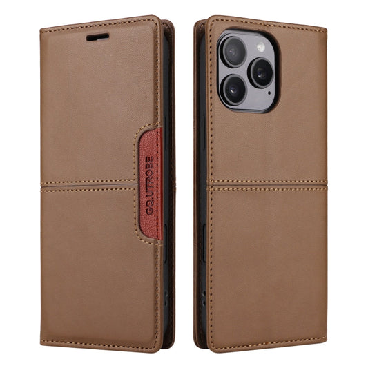 For iPhone 15 Pro Max GQUTROBE G01 RFID Anti-theft Leather Phone Case(Brown)