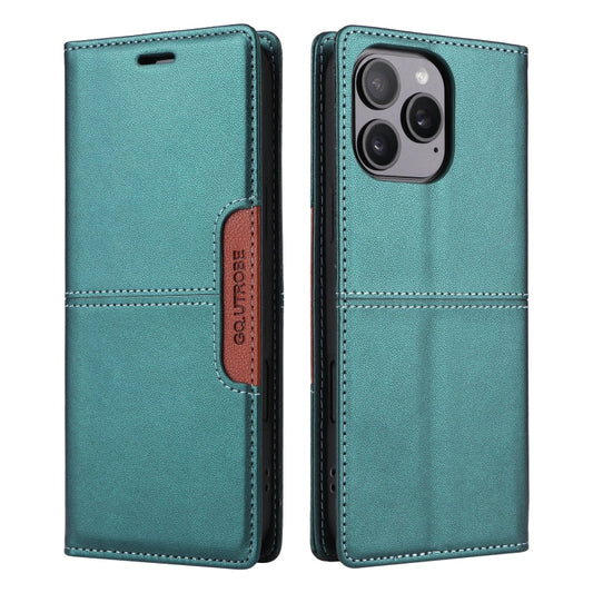 For iPhone 15 Pro Max GQUTROBE G01 RFID Anti-theft Leather Phone Case(Green)