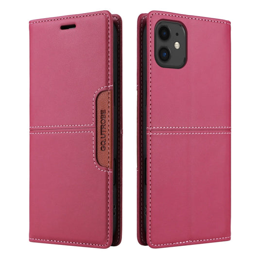 Pour iPhone 12 Étui en cuir GQUTROBE G01 avec protection RFID (Rouge)