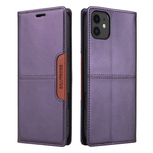Pour iPhone 12 Étui Portefeuille en Cuir Anti-RFID GQUTROBE G01 (Violet)