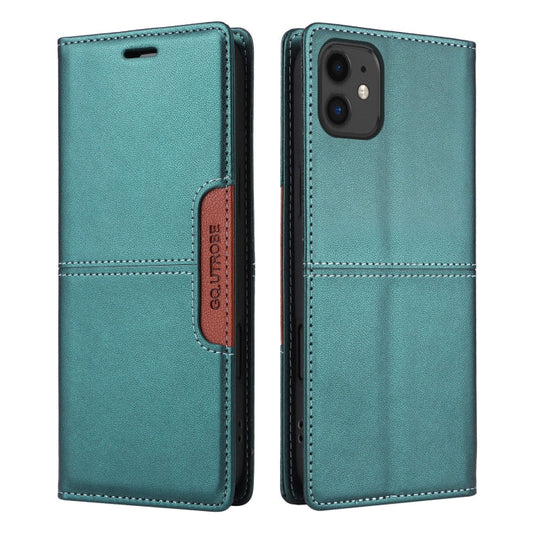 Pour iPhone 12 Étui en Cuir Antivol RFID GQUTROBE G01 (Vert)