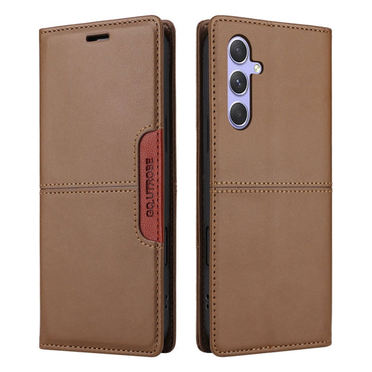 For Samsung Galaxy A14 5G GQUTROBE G01 RFID Anti-theft Leather Phone Case(Brown)