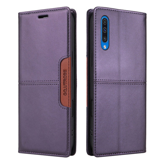 For Samsung Galaxy A50 GQUTROBE G01 RFID Anti-theft Leather Phone Case(Purple)