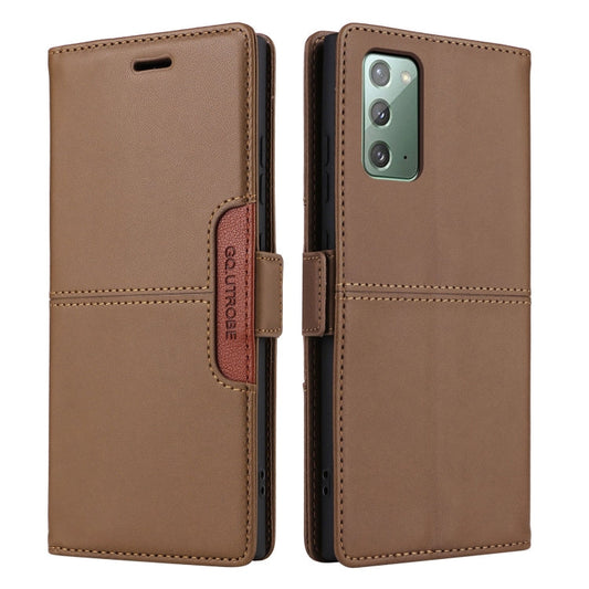 For Samsung Galaxy Note20 GQUTROBE G01 RFID Anti-theft Leather Phone Case(Brown)