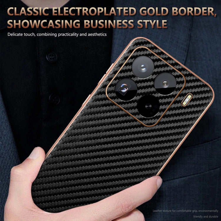 For Xiaomi 15 Pro AZNS Electroplated Edge Carbon Fiber Texture Phone Case(Blue)