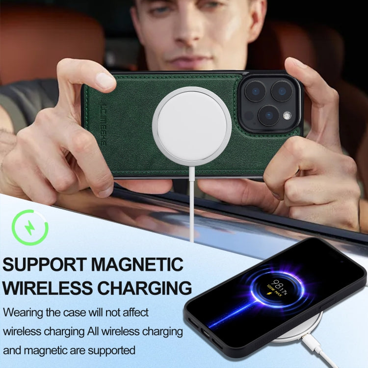 For iPhone 15 Pro LC.IMEEKE L3 Series Detachable RFID Card Bag Magsafe Phone Case(Green)