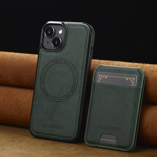Pour iPhone 15 LC.IMEEKE L3 Series Étui de téléphone Magsafe détachable avec porte-cartes RFID (Vert)