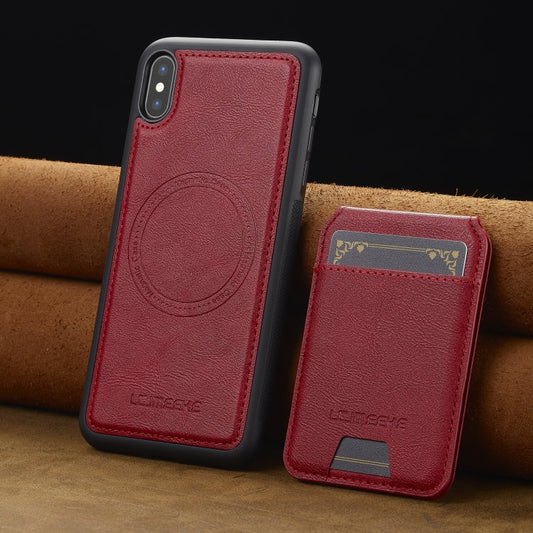 For iPhone XS Max LC.IMEEKE L3 Series Detachable RFID Card Bag Magsafe Phone Case(Red)