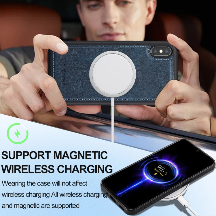 For iPhone XR LC.IMEEKE L3 Series Detachable RFID Card Bag Magsafe Phone Case(Blue)