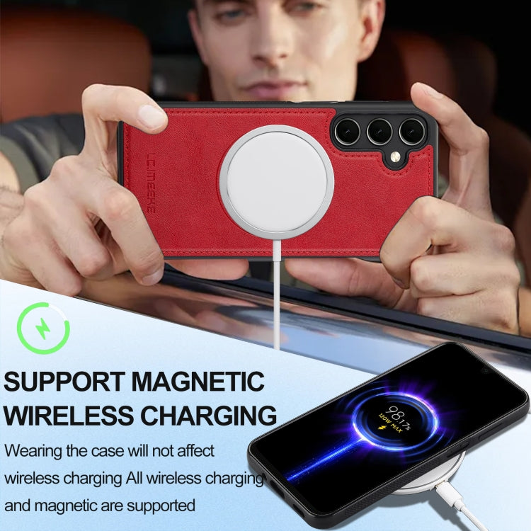 For Samsung Galaxy S24 FE 5G LC.IMEEKE L3 Series Detachable RFID Card Bag Magsafe Phone Case(Red)